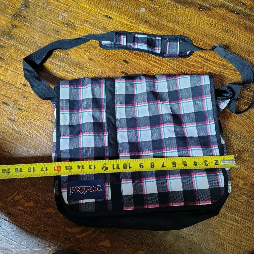 Y2K Plaid Jansport Messenger Crossbody Bag